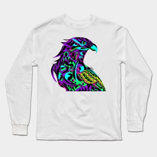 mecha peregrine falcon halcon ecopop in mexican techno organic tribal totonac patterns Long Sleeve T-Shirt